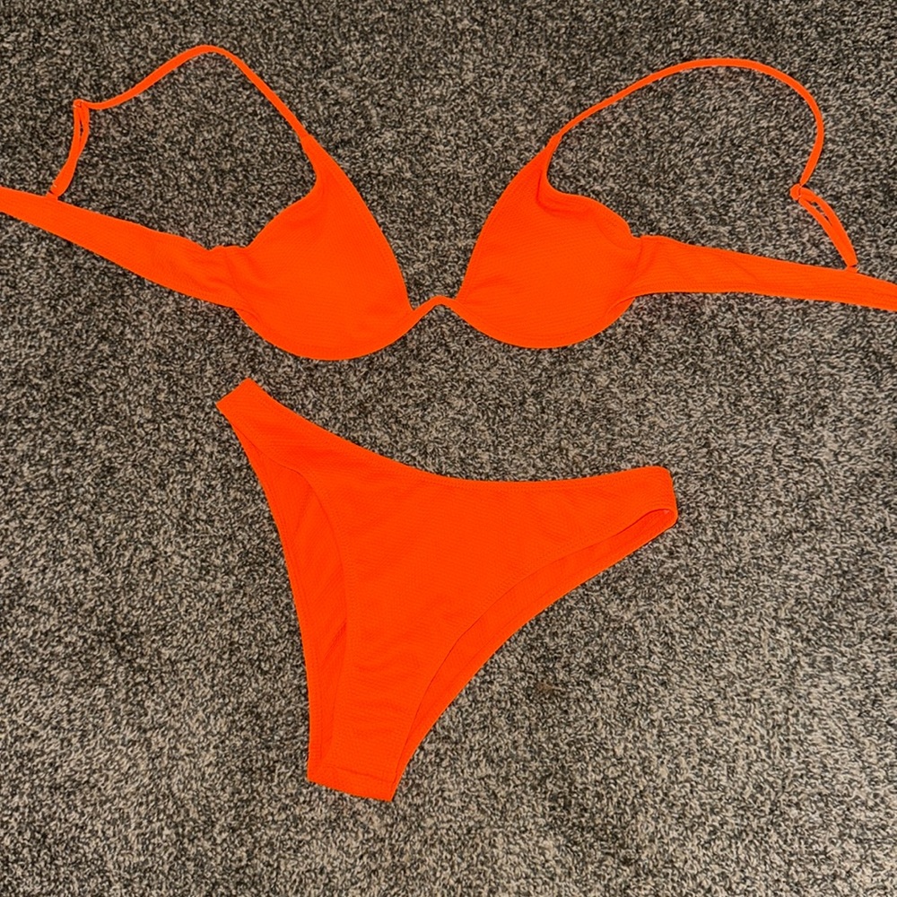 Neon orange bikini!